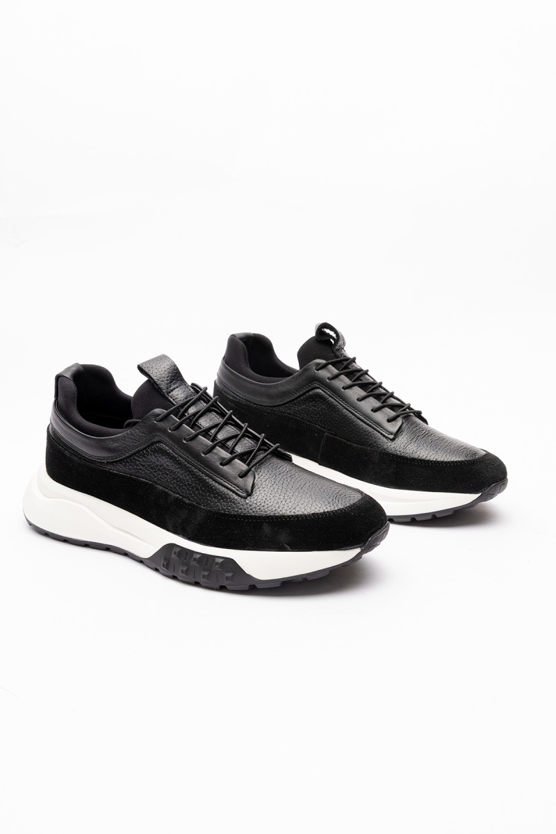 1016 SİYAH SÜET DERİ KARIŞIMI SPOR AYAKKABI
