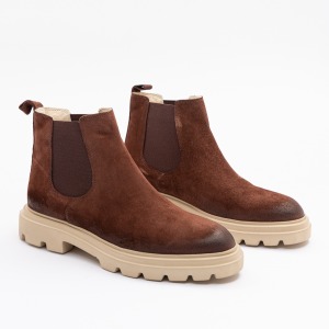 930 ERKEK KALIN TABANLI TÜMYÜZ LASTİKLİ BOT KAHVE NUBUK DERİ