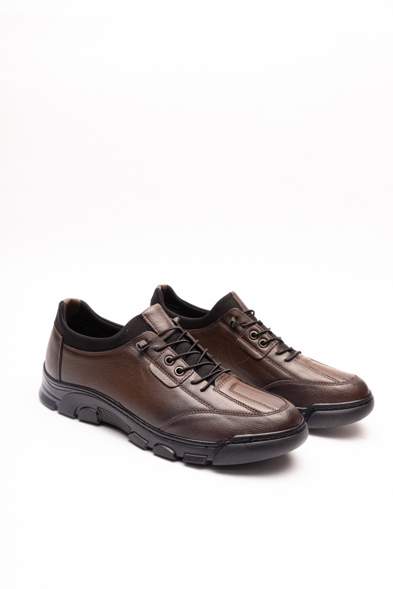 603 KAHVE DERİ SÜS BAĞLI KAUÇUK AYAKKABI