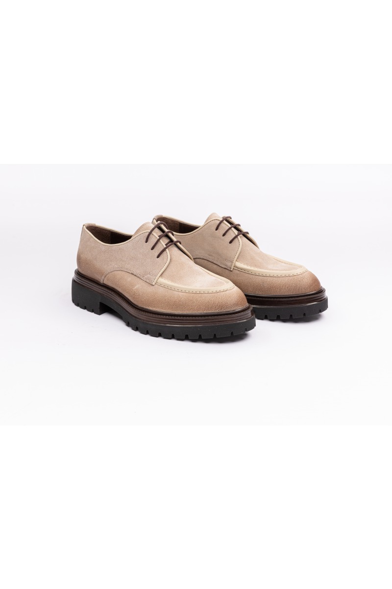 620 Erkek Bej Nubuk Deri Kalın Tabanlı Günlük Ayakkabı
