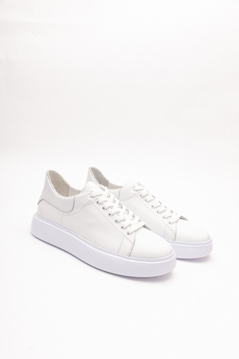 25155 Erkek Beyaz Deri Bağlı Sport Ayakkabı