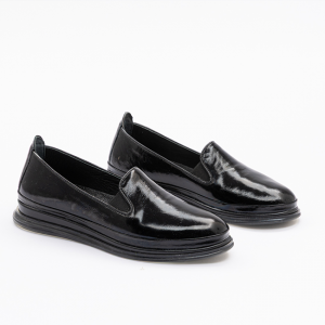 YT 112 Kadın Siyah Rugan Slip-On Ayakkabı