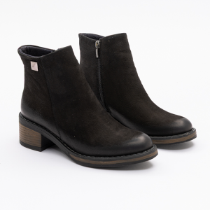 1143 KADIN FANTAZİ BOT SİYAH NUBUK DERİ, KÜÇÜK TOKA DETAYLI 