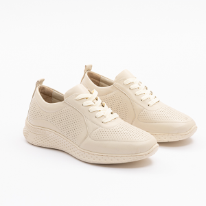 YT 6313-1 Bej Deri Spor Poli Tabanlı Ayakkabı