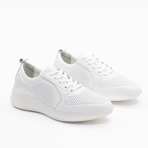 YT 6313-1 Beyaz  Deri Spor Poli Tabanlı Ayakkabı