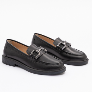 2122 Kadın Siyah Tokalı Loafer Ayakkabı