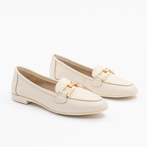 2140 Kadın Krem Loafer Ayakkabı