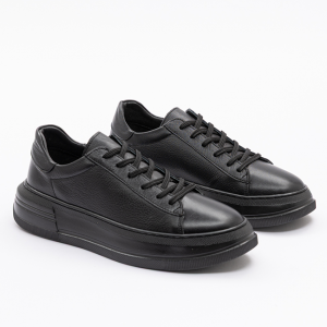  YT 150 Siyah Deri Spor Ayakkabı