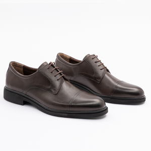 061 Erkek Kahverengi Deri Klasik Bağcıklı Ayakkabı