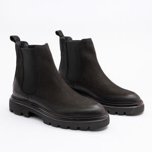 930 ERKEK KALIN TABANLI TÜMYÜZ LASTİKLİ BOT SİYAH NUBUK DERİ SYH TBN