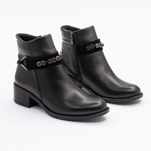 1143-1 KADIN FANTAZİ BOT ALIN TOKALI SİYAH DERİ